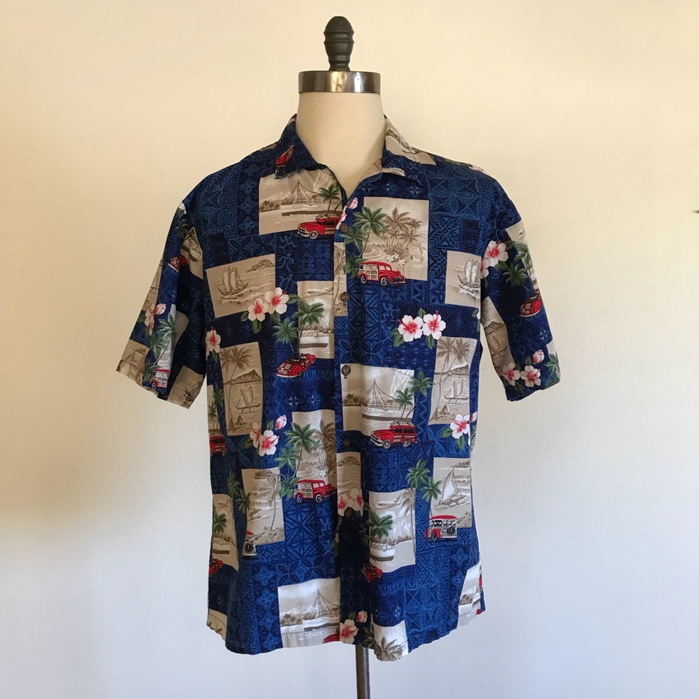 Hawaii Brand Mens Hawaiian Shirt Sz XL Cars #227